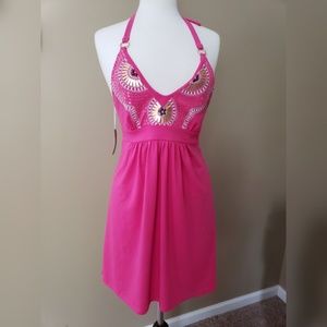 Pink Holter Short Dress Cover up embellished S
